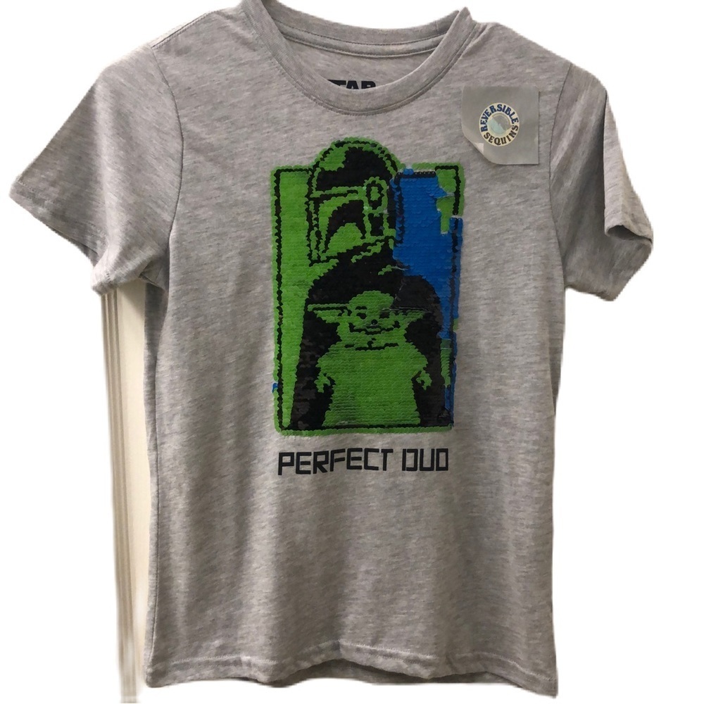Star Wars Youth Medium Gray Reversible Sequins Perfect Duo T-shirt Tee Unworn